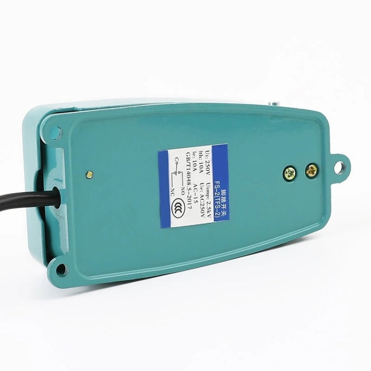 TFS-2 AC 250V 10A Anti-slip Metal Case Foot Control Pedal Switch, Cable Length: 90cm, TFS-2