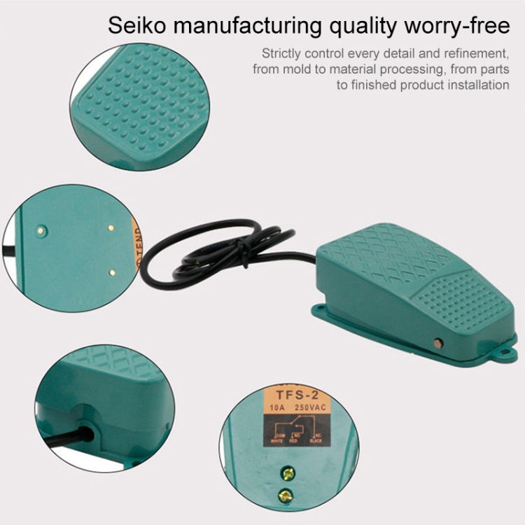 TFS-2 AC 250V 10A Anti-slip Metal Case Foot Control Pedal Switch, Cable Length: 90cm, TFS-2