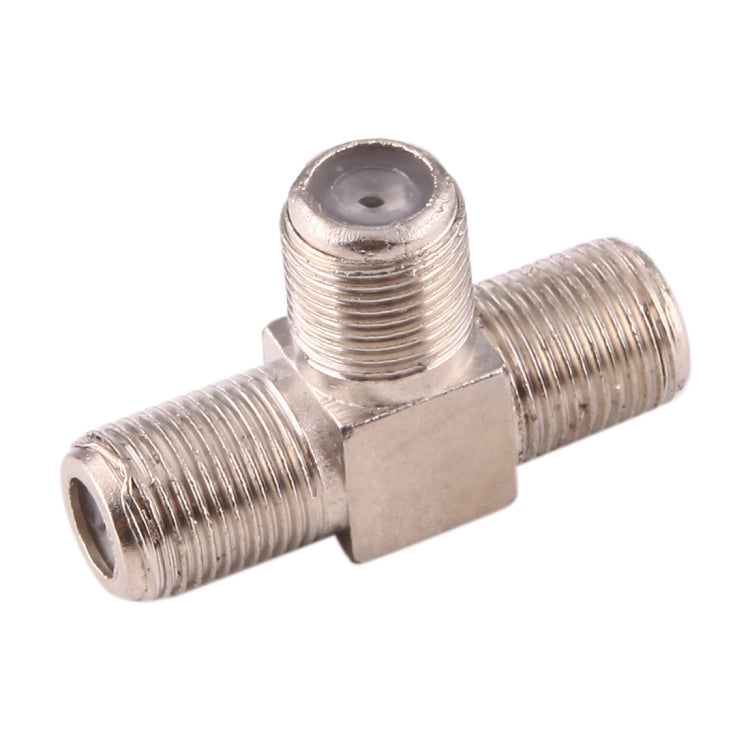 3 Ways F Female Plug to Double F Female Plug T Adapter, 3 Ways F