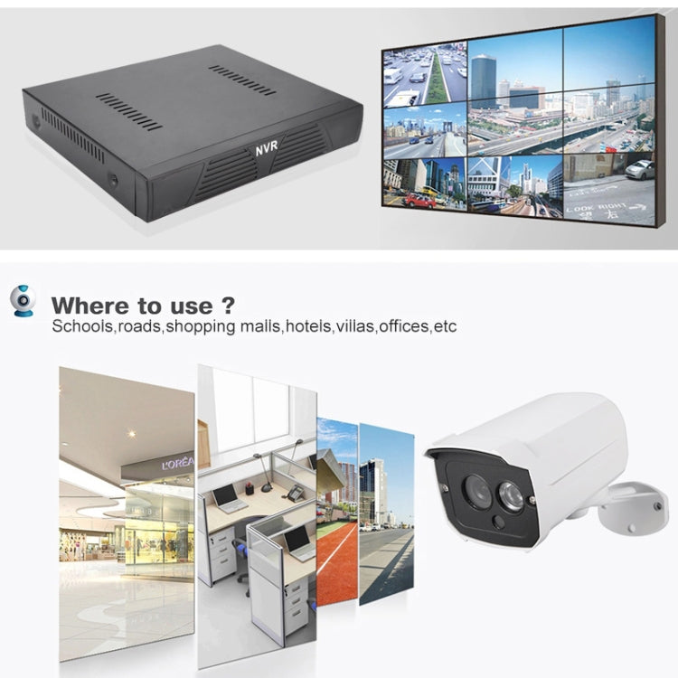 N4B7M 4Ch 960P P2P ONVIF 1.3 Mega Pixel IP Camera NVR Kit, Support Night Vision / Motion Detection, IR Distance: 20m, N4B7M/Kit