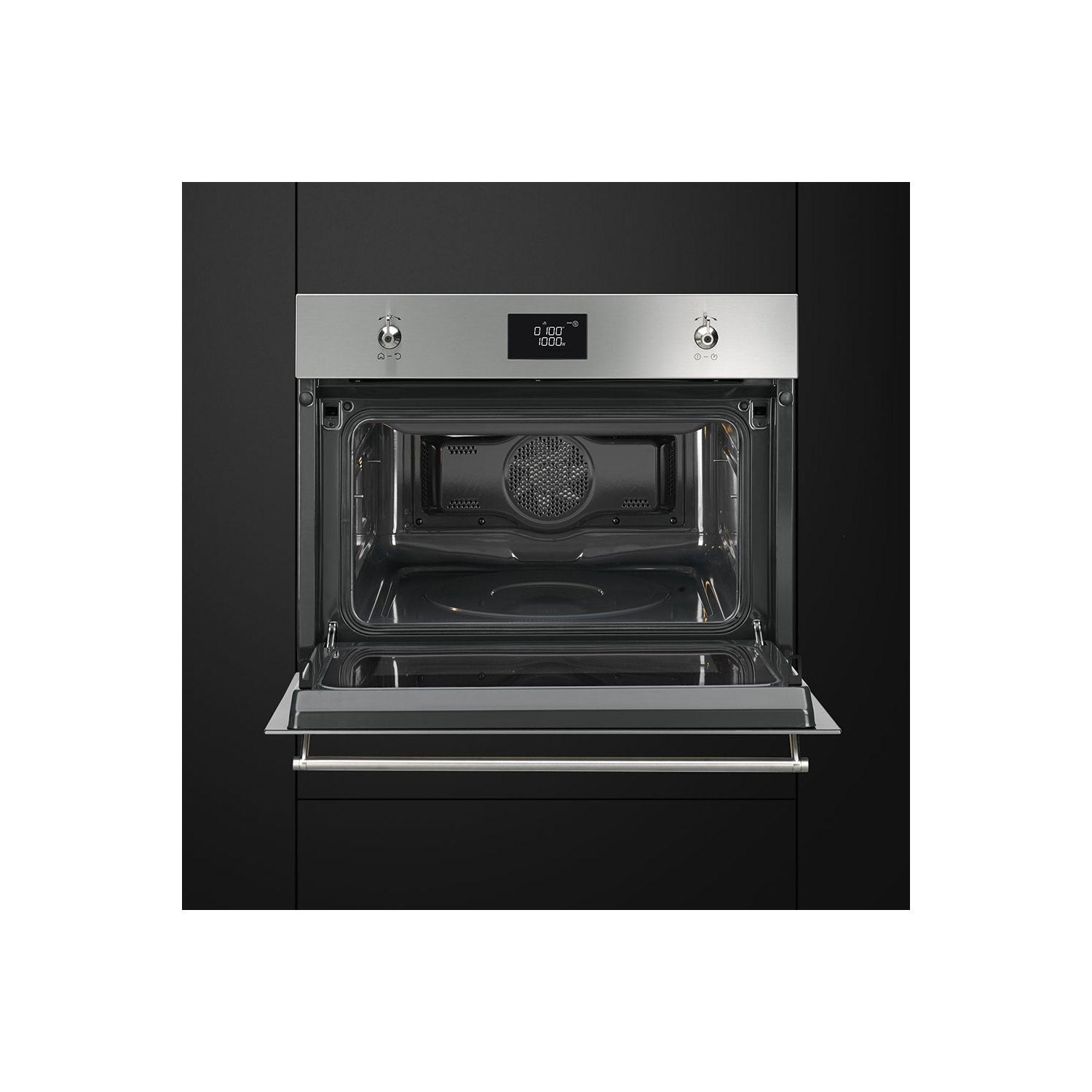 Smeg SF4390MCX Classic Built-In Compact Combination Microwave Oven - Stainless Steel