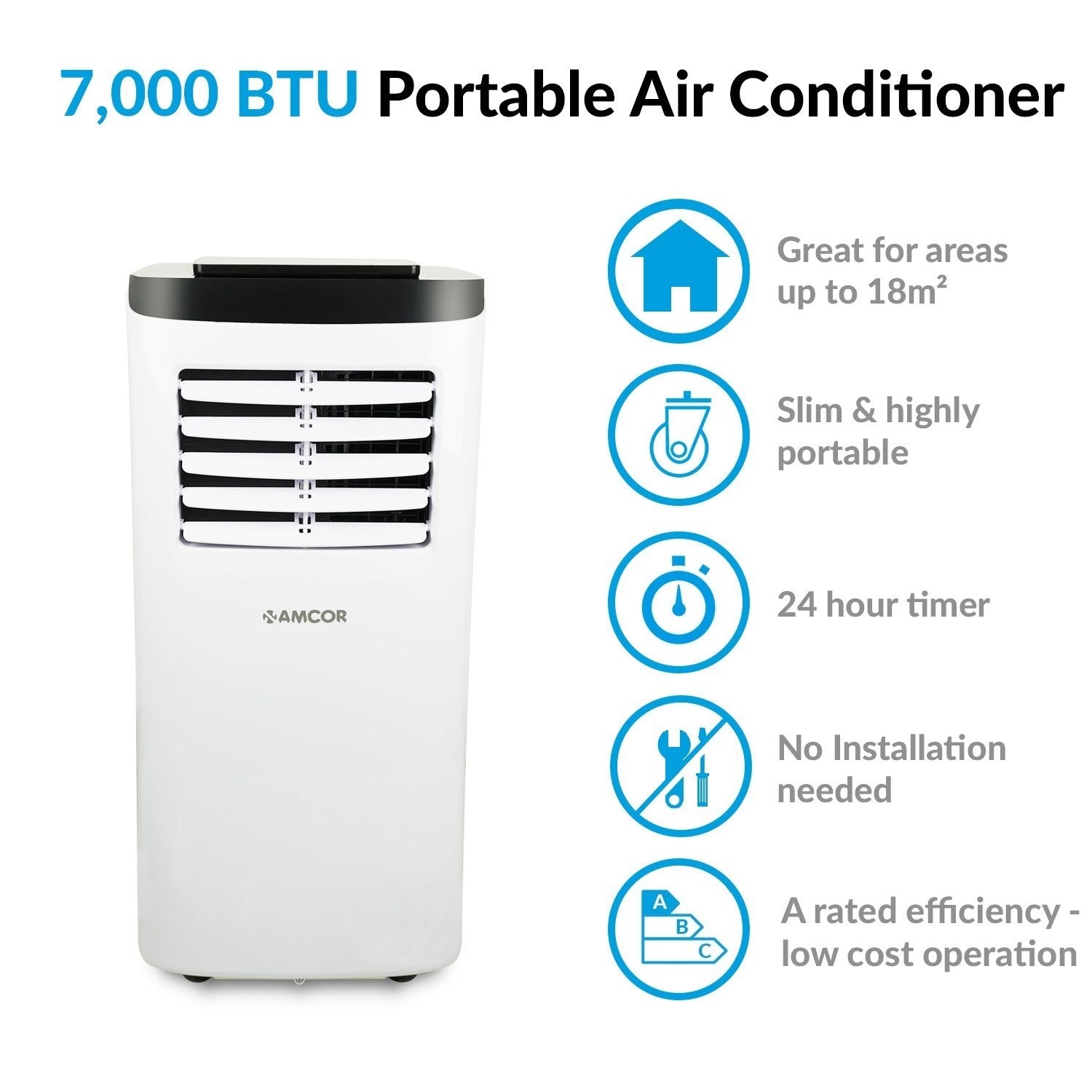 GRADE A3 - Amcor SF8000E-V3 Portable Air Conditioner for rooms up to 18 sqm