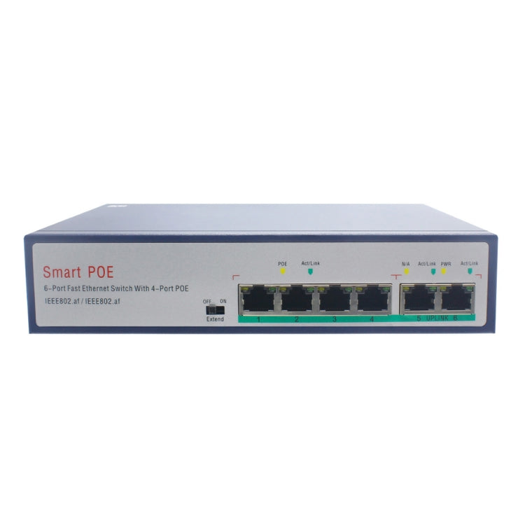 ESCAM POE 4+2 6-Port Fast Ethernet Switch 4-Port POE 10/100M 120W Network Switch, Transmission Distance: 150m, 6 Ports