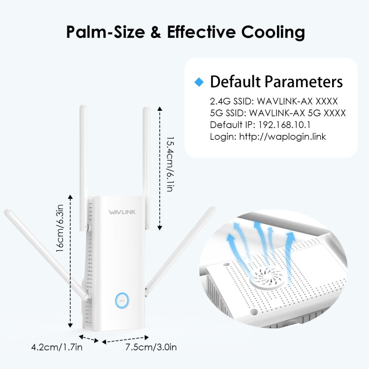 Wavlink WN583AX3 AX3000 Dual Band WiFi Repeater/AP/Router/Mesh Mode WiFi Extender, US Plug, UK Plug, AU Plug, EU Plug