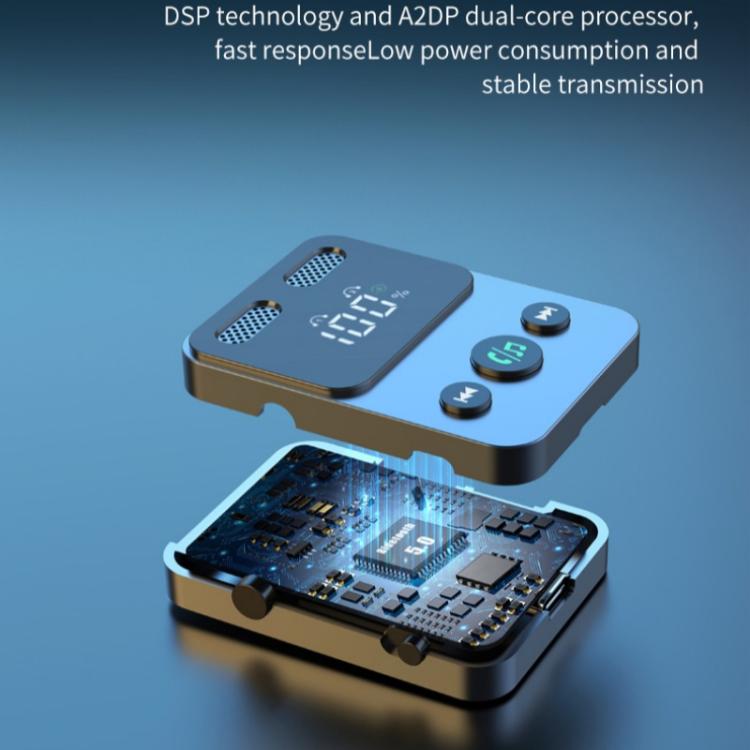 BR17 Bass Boost 2 In 1 Digital Display Bluetooth-Compatible Receiver Transmitter Audio Adapter, BR17