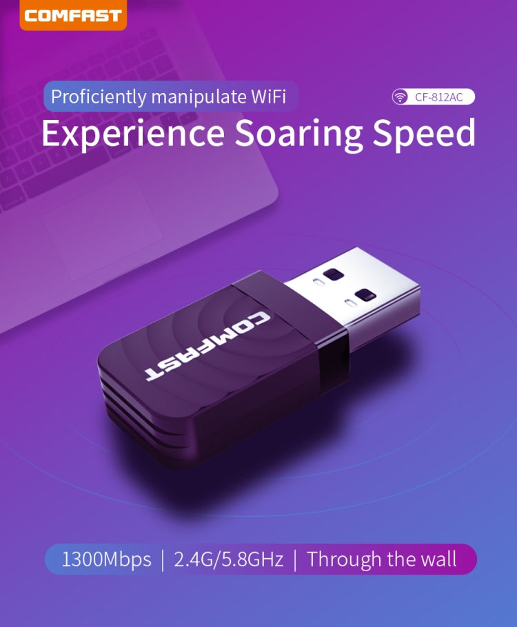 COMFAST CF-812AC USB WiFi Adapter-1300 Mbps USB di Rete Wireless wiFi, CF-812AC