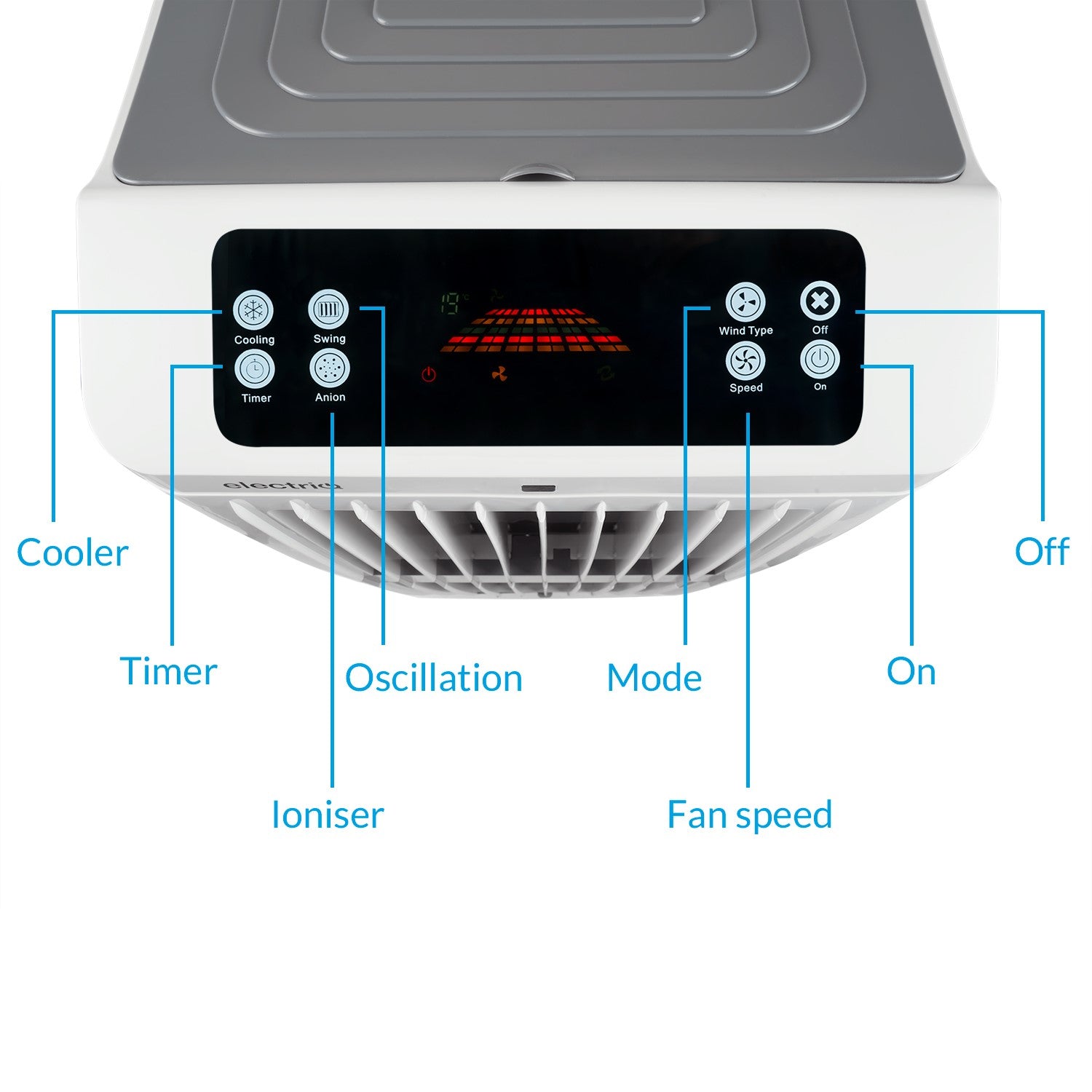 electriQ Slimline 40L Portable Evaporative Air Cooler and Anti Bacterial Air Purifier