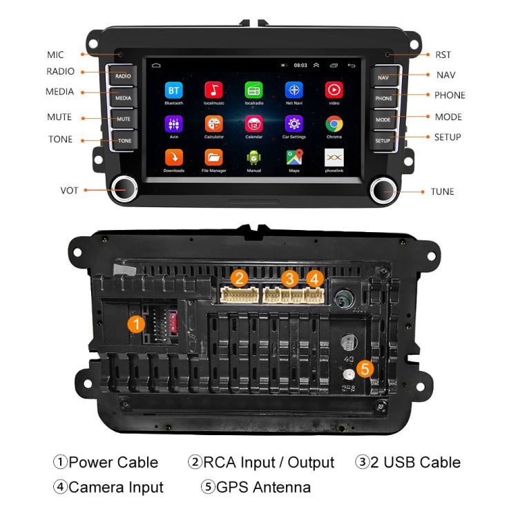 A3040 For Volkswagen 7-inch 2+32G Android Car Navigation Central Control Large Screen Player With Wireless CarPlay, Standard, Standard+4Lights Camera, Standard+12Lights Camera, Standard+AHD Camera