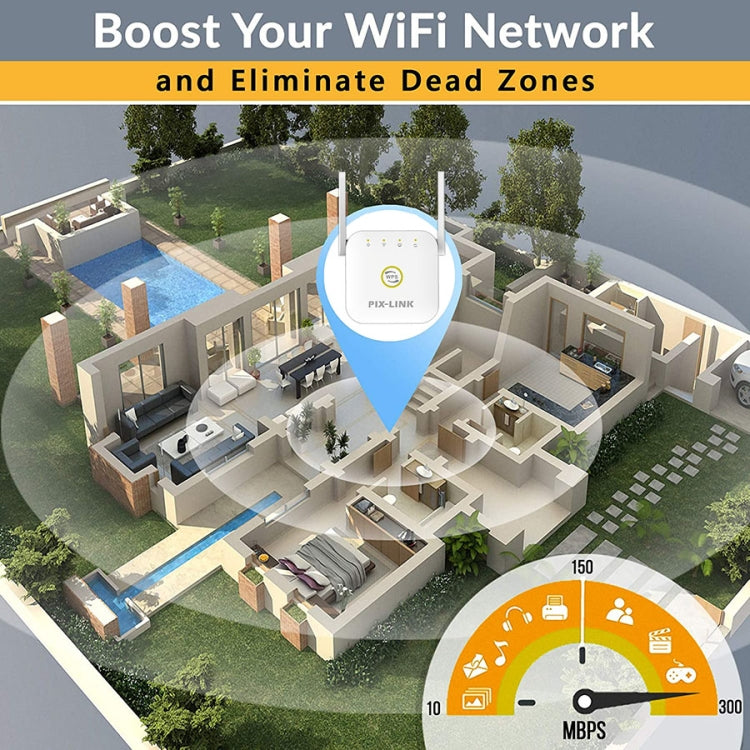 PIX-LINK WR22 300Mbps Wifi Wireless Signal Amplification Enhancement Extender, EU Plug, US Plug, UK Plug, AU Plug