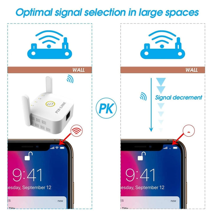 PIX-LINK WR22 300Mbps Wifi Wireless Signal Amplification Enhancement Extender, EU Plug, US Plug, UK Plug, AU Plug