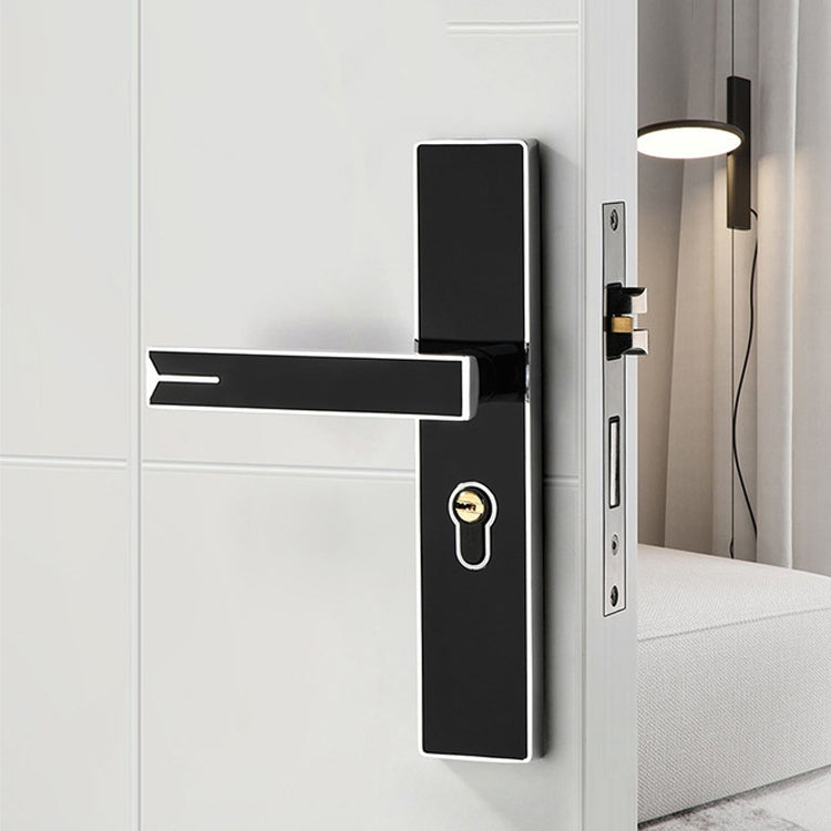 Mute Strong Magnetic Aluminum Alloy Interior Door Lock Door Bedroom Hardware Handle Lock, Black Gold Small 50 Lock Body, Black Silver Small 50 Lock Body, Black Silver Large 50 Lock Body
