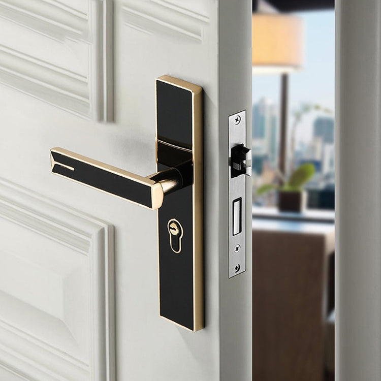 Mute Strong Magnetic Aluminum Alloy Interior Door Lock Door Bedroom Hardware Handle Lock, Black Gold Small 50 Lock Body, Black Silver Small 50 Lock Body, Black Silver Large 50 Lock Body