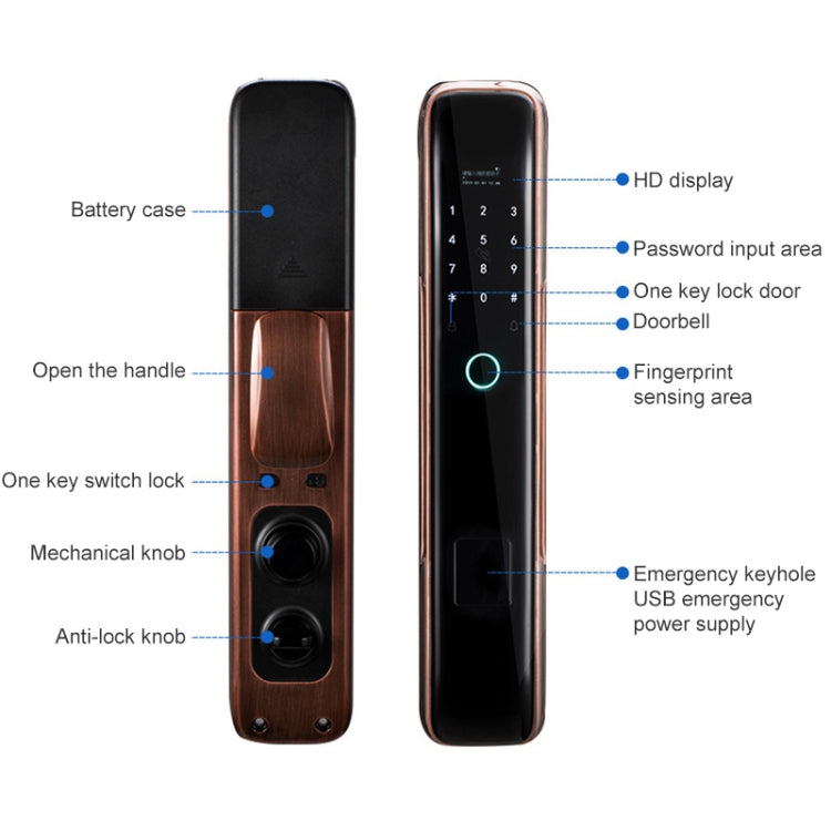 Smart Wifi Anti-Theft Fingerprint Password Lock Mobile Phone Remote Control Electronic Door Lock Magnetic Card Lock, SM-SL808 Automatic Black, SM-SL808 Automatic Bronze