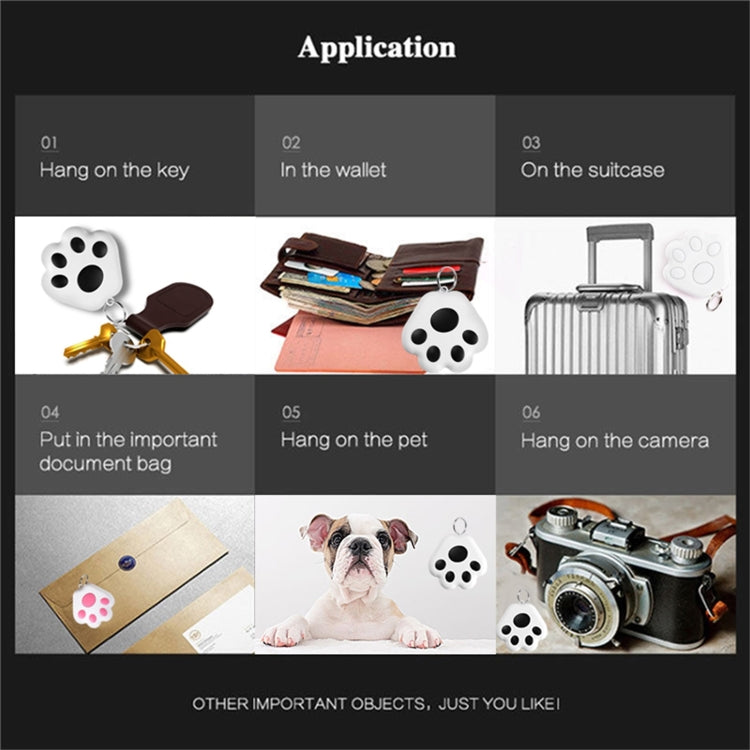 2 PCS HYC-09 Dog Paw Bluetooth Anti-Lost Device Pet Tracking Locator Keychain Smart Search Two-Way Alarm, Dog Paw Light Blue, Dog Paw Green, Dog Paw Pink, Dog Paw Red, Dog Paw Dark Blue, Dog Paw Dark Gray, Dog Paw Black, Dog Paw White