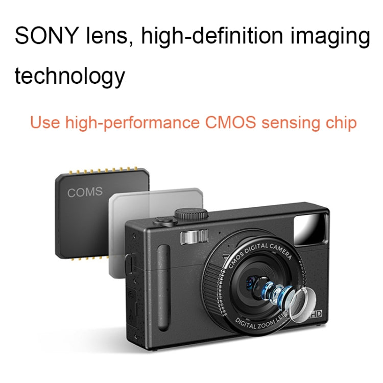 R1 48 Million HD Pixels 3.0 Inch IPS Screen Children Digital Camera, Spec:, Black, Pink, Black+Card Reader, Pink+Card Reader