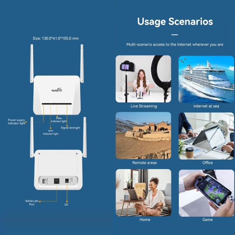 VR312 4G LTE Router 4G CPE FDD/TDD Card Mobile Router MOD Malay Version EU Plug, VR312 EU Plug White