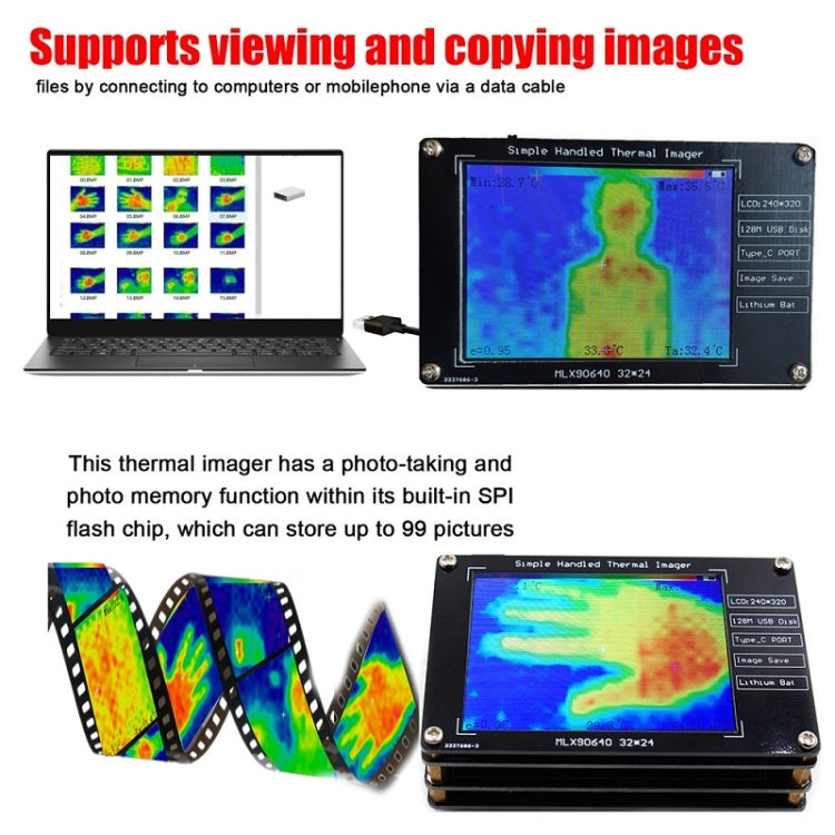 MLX90640 2.8-Inch LCD Digital Infrared Thermal Imaging Inspection Tool, MLX90640