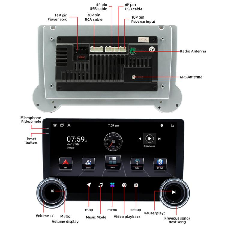 10.1 inch IPS Display + 2.5D Touch Screen Bluetooth FM Radio Car Navigation Machine, 1+32G, 2+32G, 2+64G