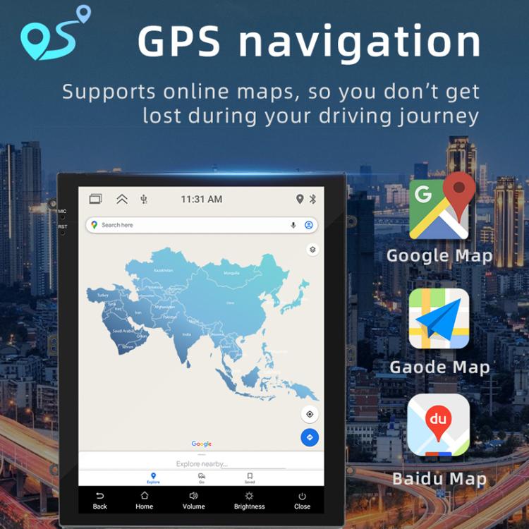 9.7 inch Vertical Screen Bluetooth Radio Android 13 GPS Navigation Device, 1+32G, 2+32G, 2+64G
