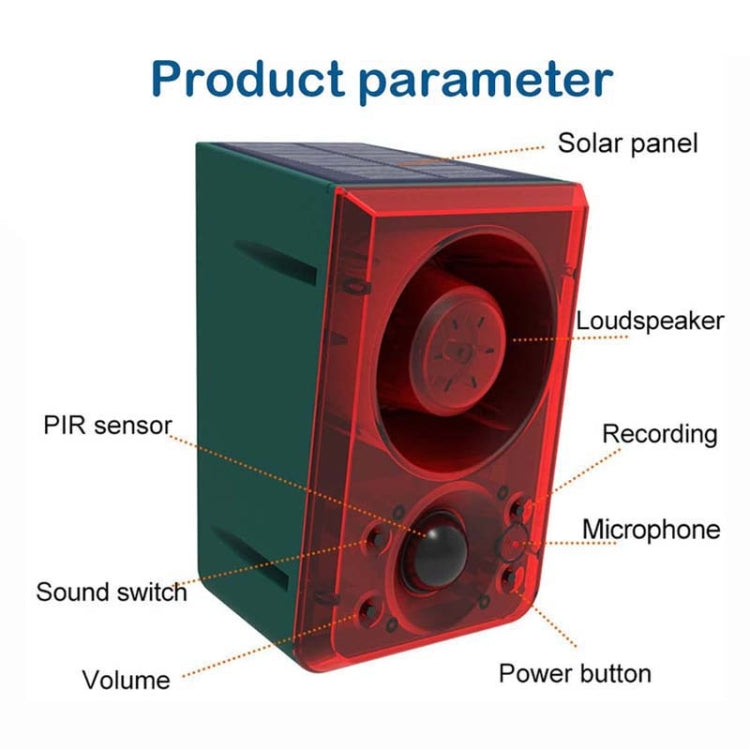 N911N Solar Alarm Infrared Sensor Sound And Light Blast Warning Light Animal Repeller