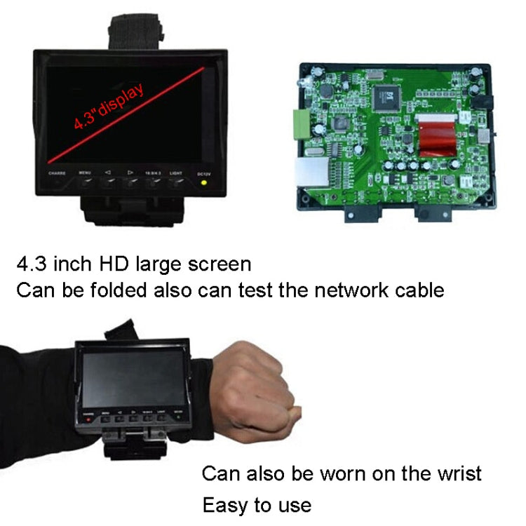 JSK-4300B 4.3 inch Handheld 12V Output Network Cable Monitoring Tester, 4.3 inch (With US Plug Power Adapter), 4.3 inch (With EU Plug Power Adapter), 4.3 inch (With UK Plug Power Adapter), 4.3 inch (With AU Plug Power Adapter)