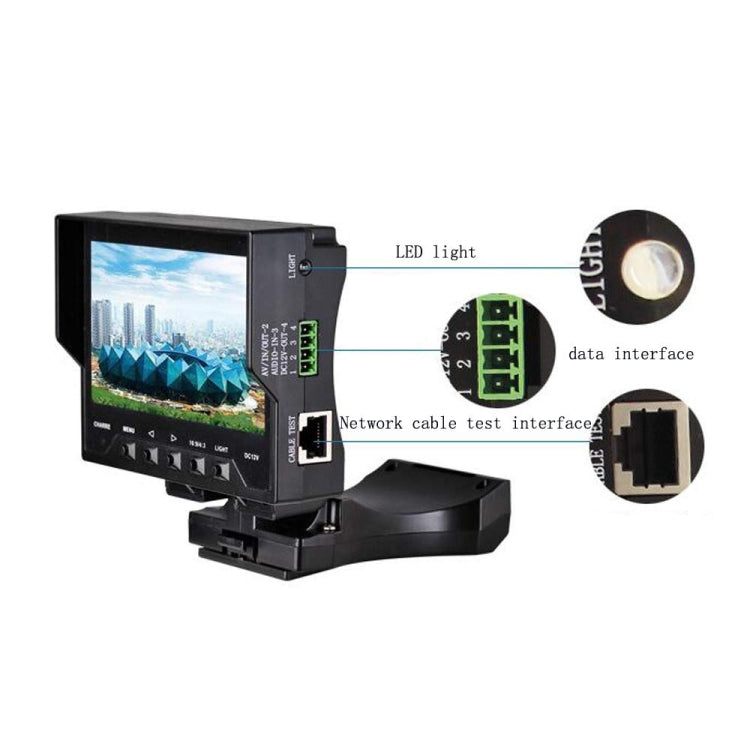 JSK-4300B 4.3 inch Handheld 12V Output Network Cable Monitoring Tester, 4.3 inch (With US Plug Power Adapter), 4.3 inch (With EU Plug Power Adapter), 4.3 inch (With UK Plug Power Adapter), 4.3 inch (With AU Plug Power Adapter)