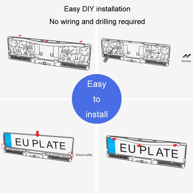 Solar Integrated License Plate Frame Vehicle Camera Wireless Reversing Display, RC03