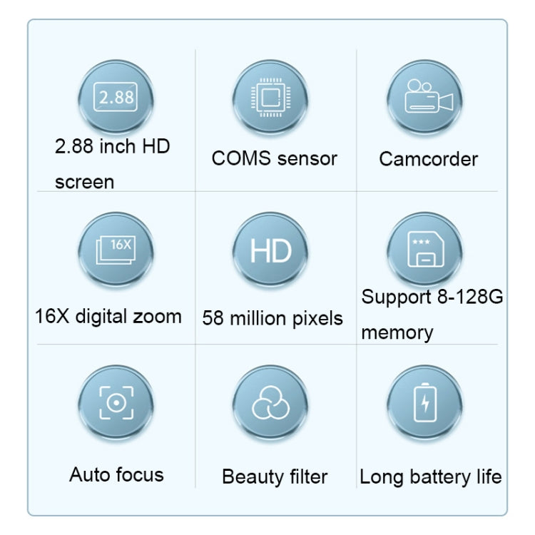2.88 Inch IPS Screen HD Digital Camera 16X Zoom Portable CCD Camera
