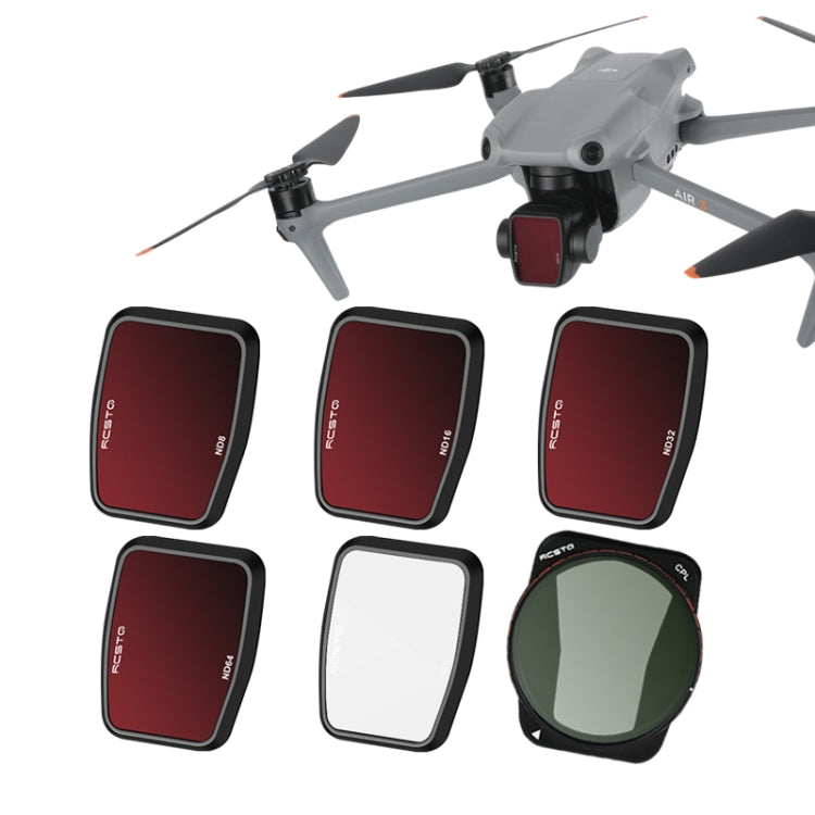 For DJI Air 3 RCSTQ Multi-Layer Coating Waterproof  Filter, CPL, UV, ND-PL8, NDL-PL16, ND-PL32, ND-PL64, ND8/16/32/64 4-in-1, ND-PL8/16/32/64 4-in-1, ND4/8/16/32/64+UV+CPL 6 -in-1, ND-PL8/16/32/64 +UV +CPL 6-in-1