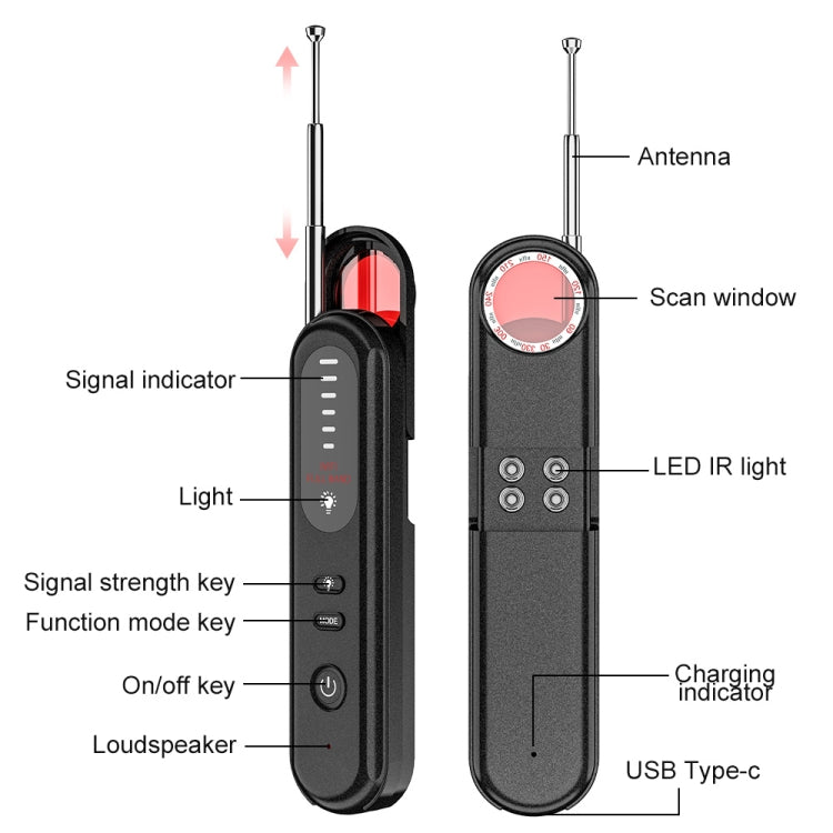T01 Wireless Detector Camera Anti-eavesdropping Positioning GPS Alarm, T01