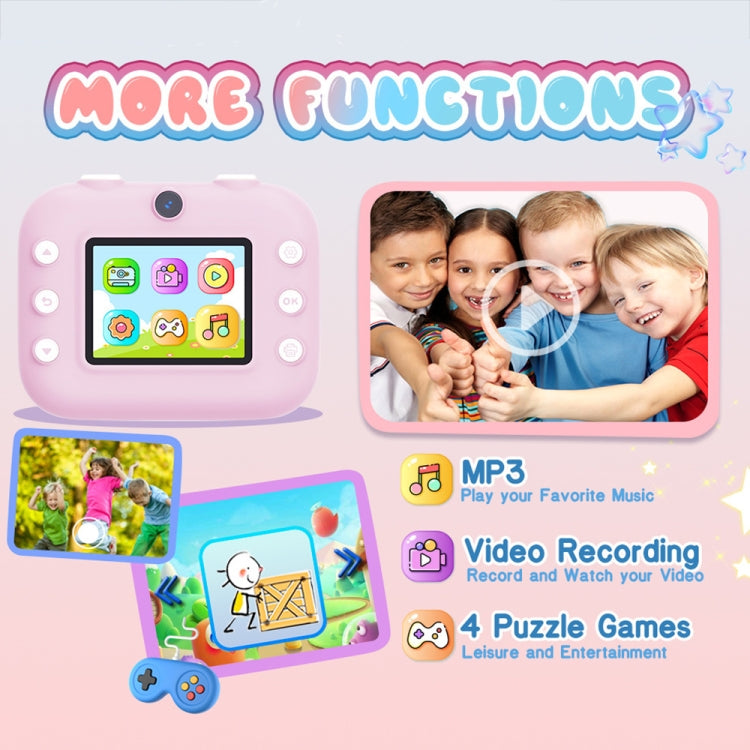 M8 2.4-Inch 1080P HD 2400W Pixel Dual-Camera Children Thermal Printing Camera, Pink, Blue, Purple, Pink+32GB, Blue+32GB, Purple+32GB