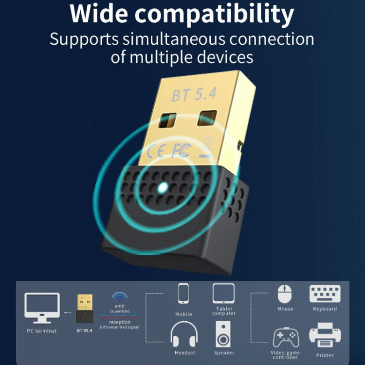 USB Bluetooth 5.4 Adapter Transmitter Receiver Bluetooth Audio PC Adapter, Bluetooth 5.4
