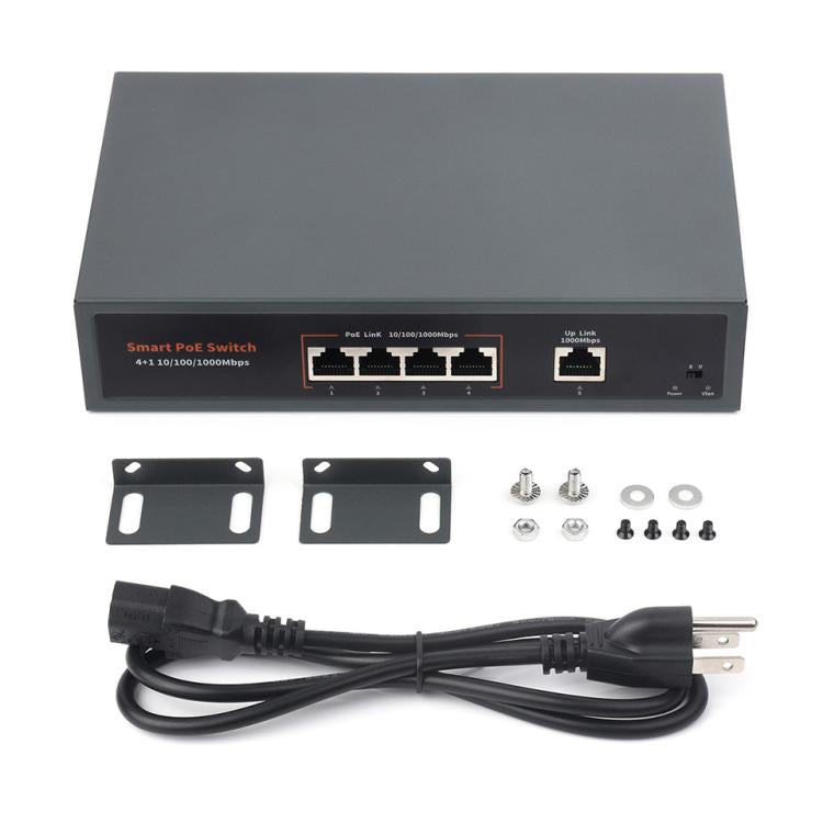 Waveshare 120W Industrial 4-Ports Gigabit Ethernet PoE Switch, US Plug, EU Plug