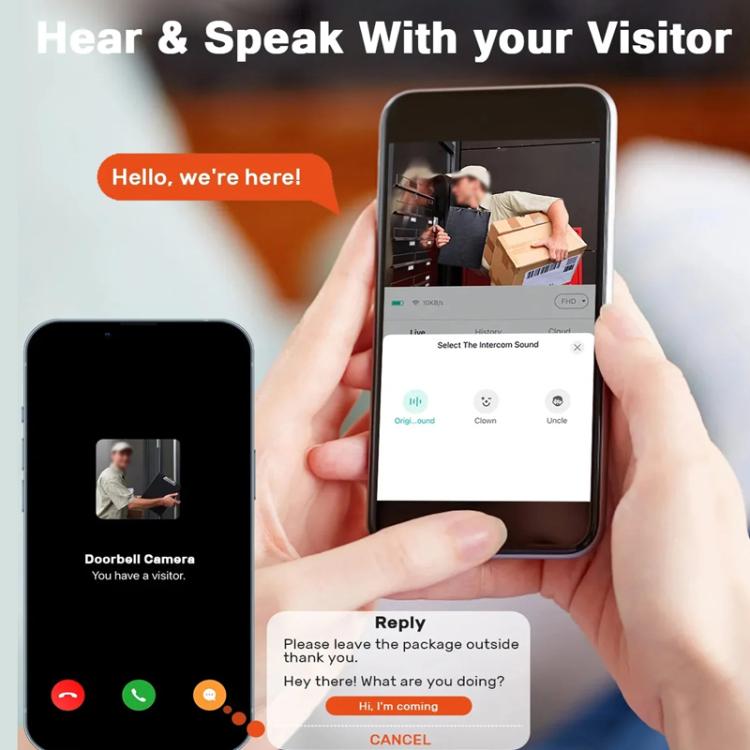 M8 WiFi Video Doorbell Supports Tuya APP Remote HD Night Vision Voice Intercom, M8 Black, M8 White
