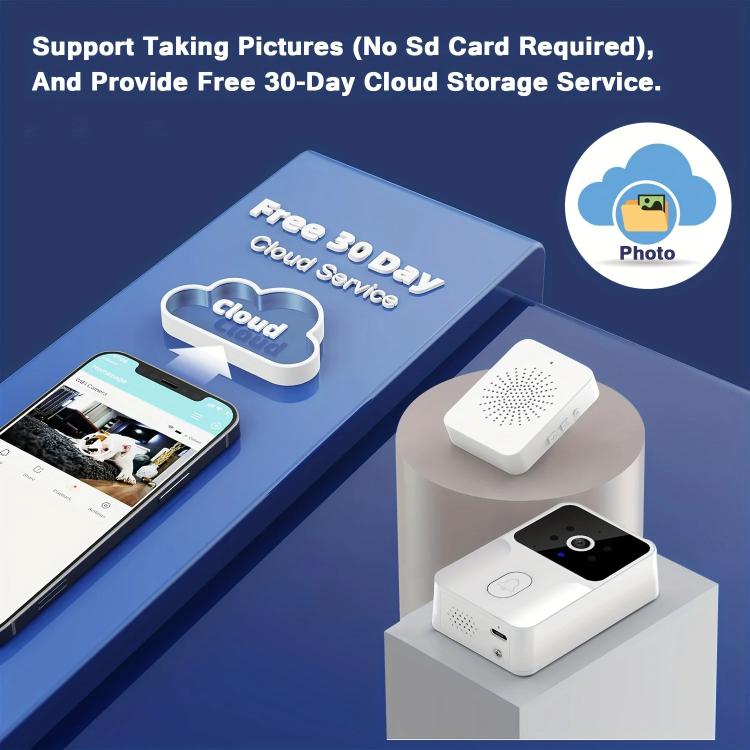 M8 WiFi Video Doorbell Supports Tuya APP Remote HD Night Vision Voice Intercom, M8 Black, M8 White