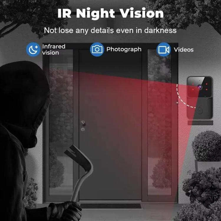 M8 WiFi Video Doorbell Supports Tuya APP Remote HD Night Vision Voice Intercom, M8 Black, M8 White