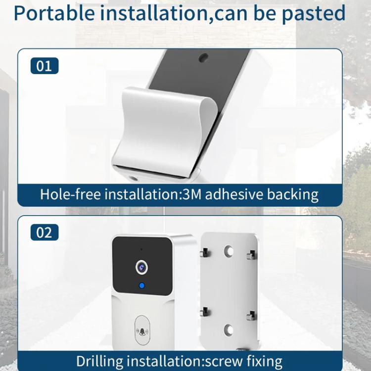 M8 WiFi Video Doorbell Supports Tuya APP Remote HD Night Vision Voice Intercom, M8 Black, M8 White