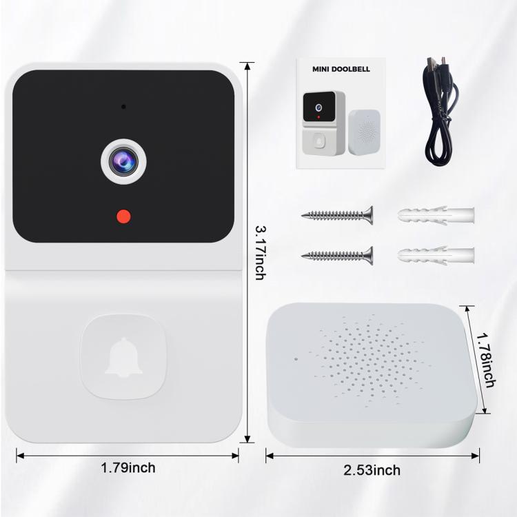 T3 WiFi Video Smart Doorbell Supports Tuya APP Night Vision Two-way Intercom, T3  White