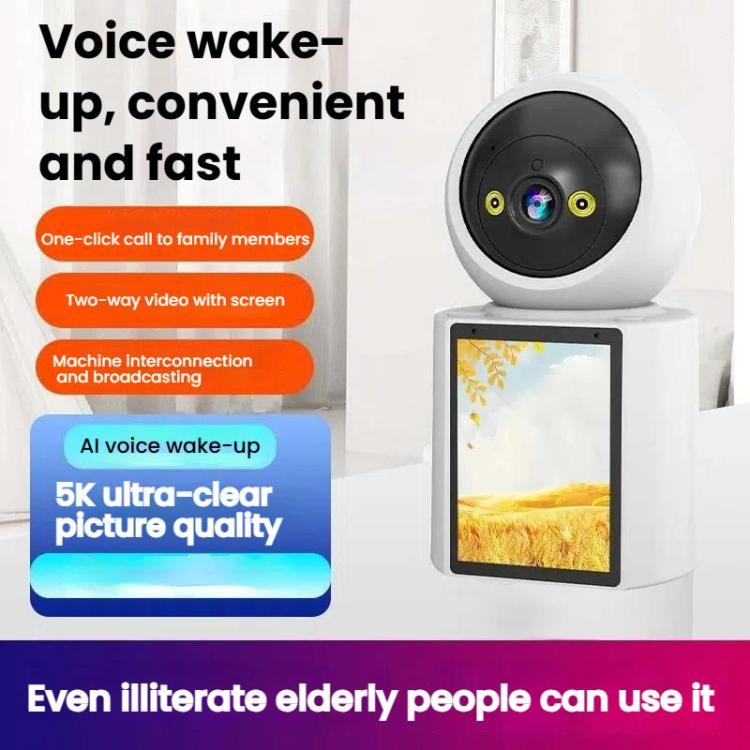 WiFi Two-Way Video Call Smart Panoramic Camera With 2.8-Inch Screen Supports Voice Wake-Up And One-Button Calling