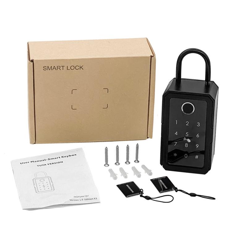 Smart Bluetooth Key Box Supports Fingerprint/APP/Password/IC Card Unlocking, Tuya  App, TTLOCK App