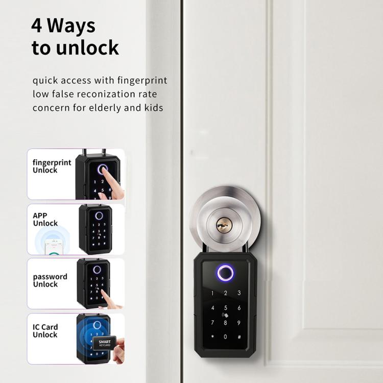 Smart Bluetooth Key Box Supports Fingerprint/APP/Password/IC Card Unlocking, Tuya  App, TTLOCK App