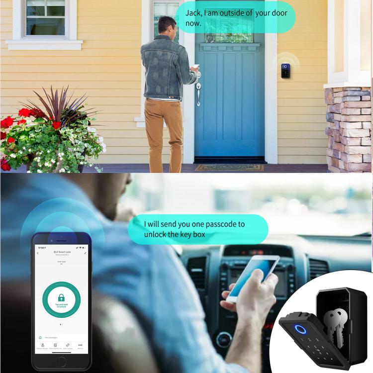 Smart Bluetooth Key Box Supports Fingerprint/APP/Password/IC Card Unlocking, Tuya  App, TTLOCK App