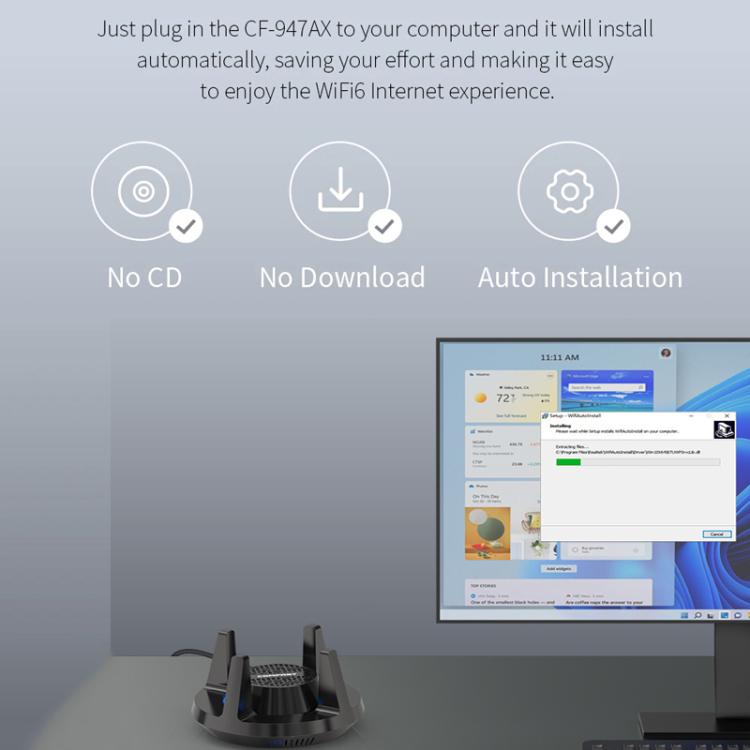 COMFAST CF-947AX  2.4G & 5.8G 900Mbps WiFi6 Bluetooth Network Card, CF-947AX