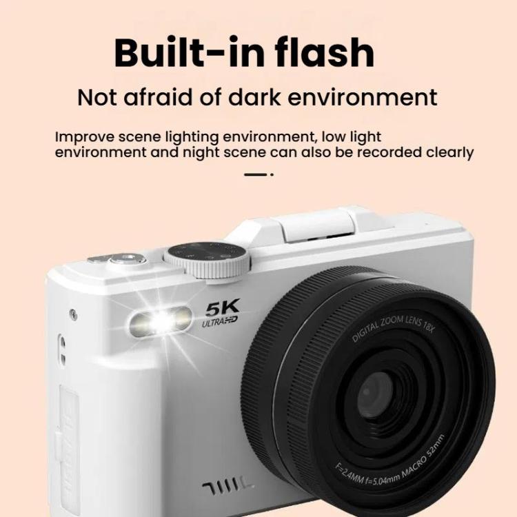 W1 5K HD Digital Camera 75MP 18X Digital Zoom WiFi Video Recorder With Flip Screen