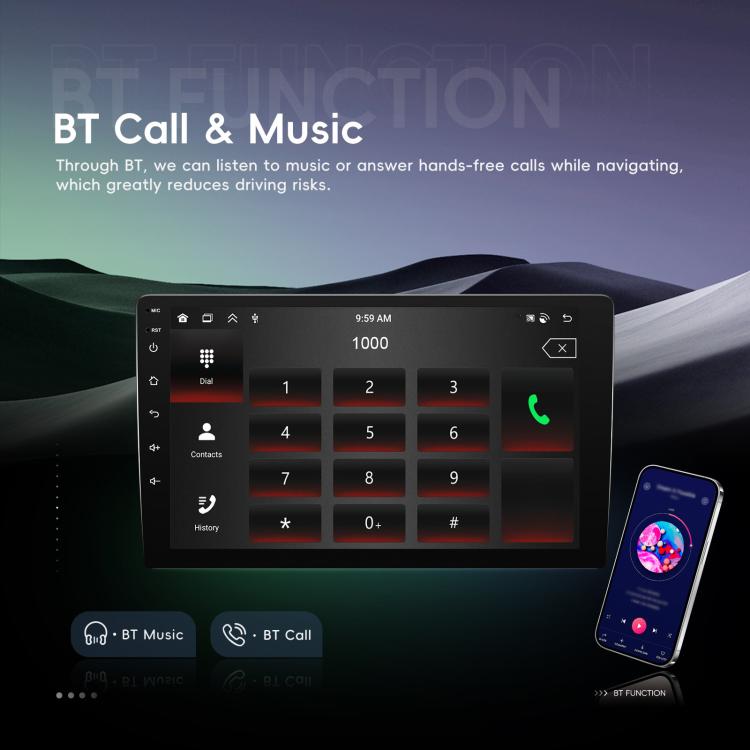 9 Inch Android 4+64G Dual-Butt Large Screen Car Carplay Built-In DAB Car Central Control Integrated Navigation System, Standard, Standard+AHD+Microphone