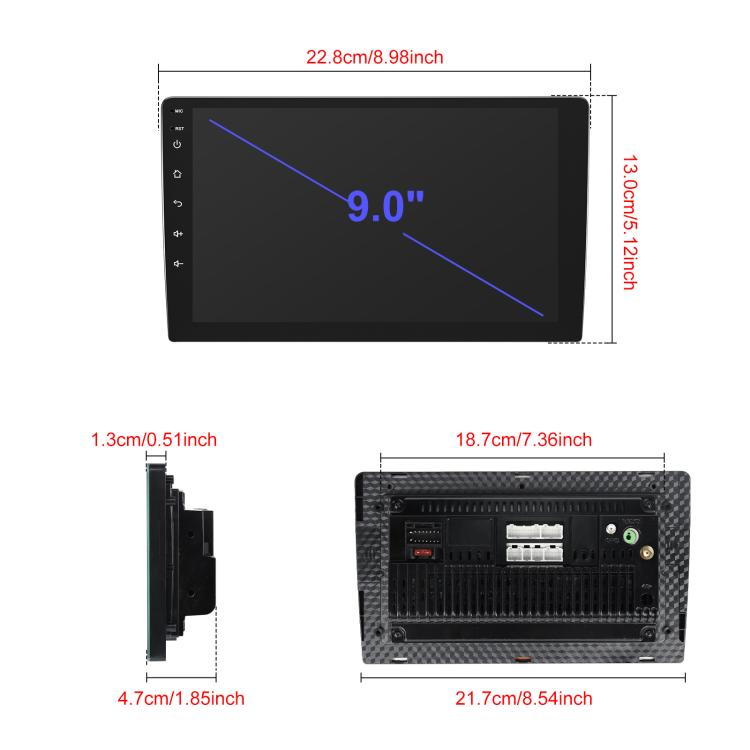 9 Inch Android 4+64G Dual-Butt Large Screen Car Carplay Built-In DAB Car Central Control Integrated Navigation System, Standard, Standard+AHD+Microphone