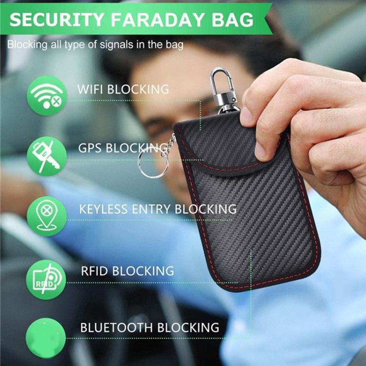 RFID Blocking Car Key Holder Anti-Skimming Carbon Fiber Key Case for Vehicles, Credit Cards & Electronics, Medium Red Line, Medium Green Line, Small Black Line