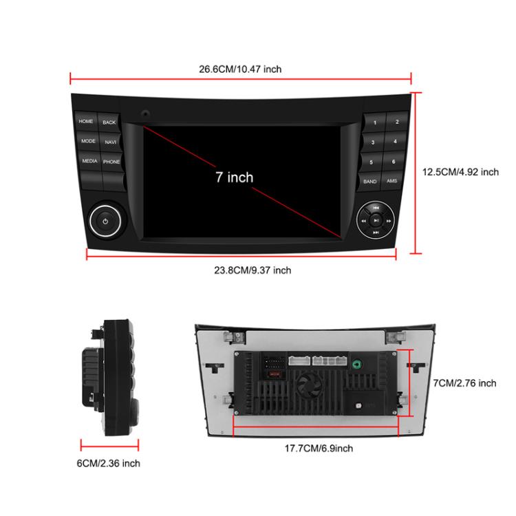 7 inch Horizontal Screen 2+64G Bluetooth Car Player Carplay Car Center Control Integrated Machine For Mercedes-Benz W211 / E200 / E220 / CLS350 / CLS500, Standard, Standard+AHD+Mic