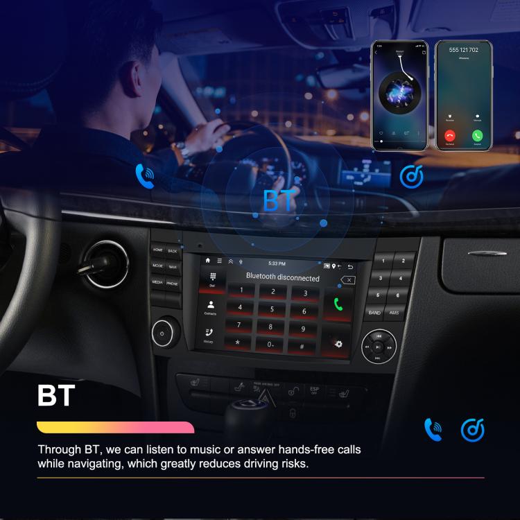 7 inch Horizontal Screen 2+64G Bluetooth Car Player Carplay Car Center Control Integrated Machine For Mercedes-Benz W211 / E200 / E220 / CLS350 / CLS500, Standard, Standard+AHD+Mic