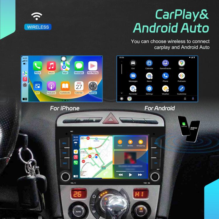 For Peugeot 408 7 inch Horizontal Screen Carplay Car Player Car Navigation Center Control, Standard, Standard+AHD